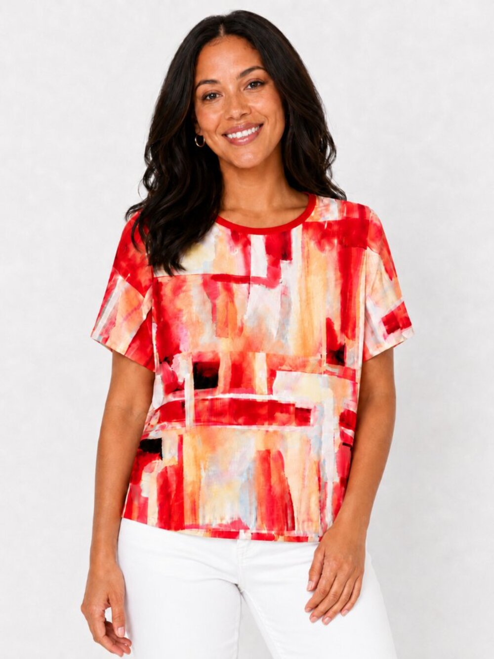 DKNY Abstract Watercolor Print Short Sleeve Blouse Top Size L NWT  Brand: DKNY